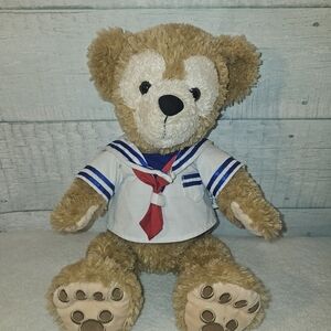 Disney Parks Duffy Bear Sailor Stuffed Plush Animal Beige Outfit Shirt 17"